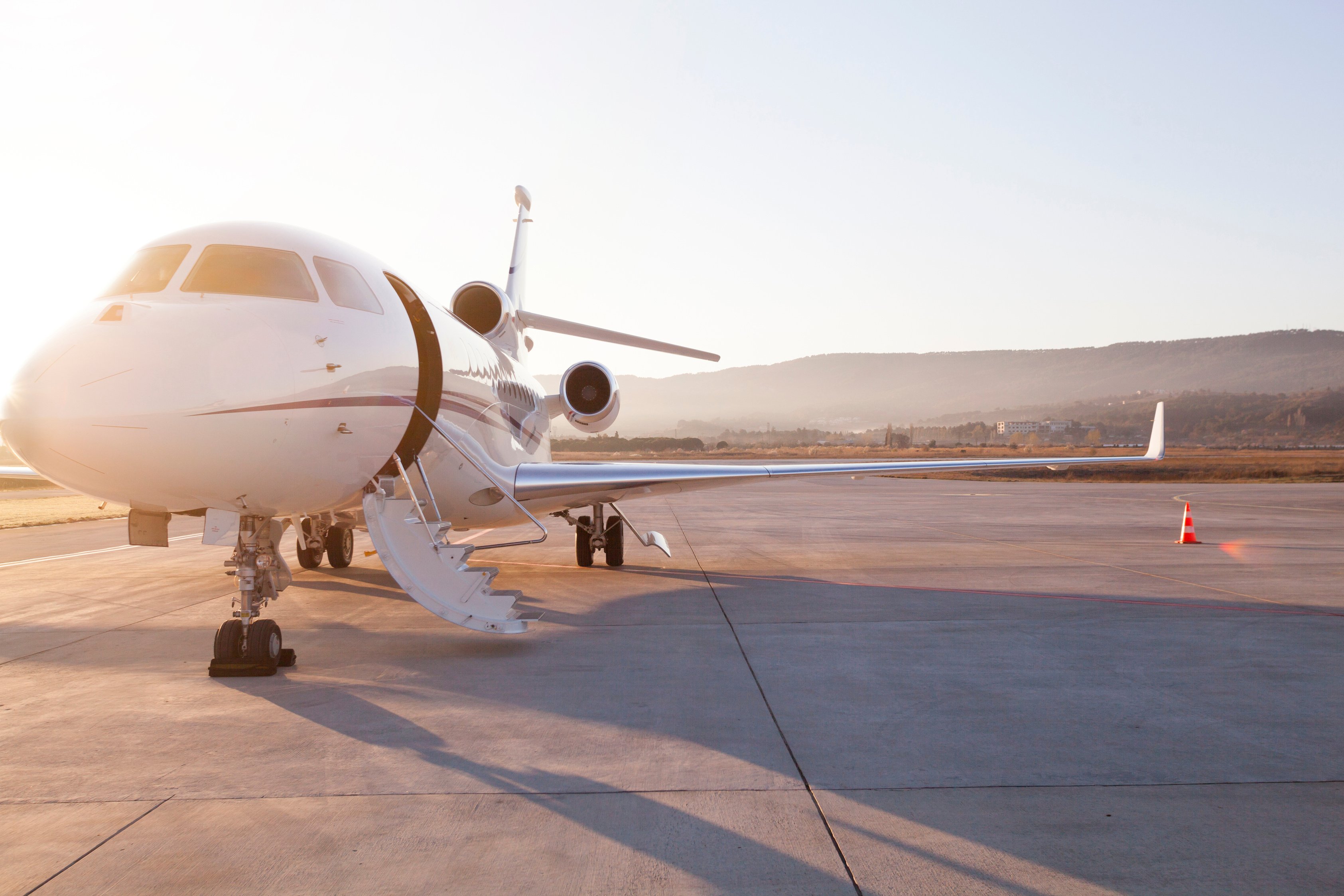 Private Jet On Airport Runway